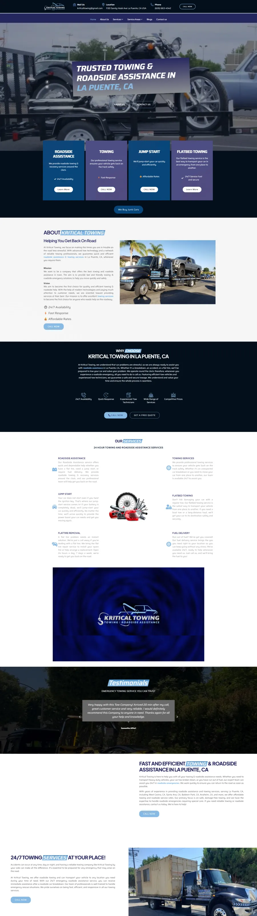 Kritical Towing Inc. website