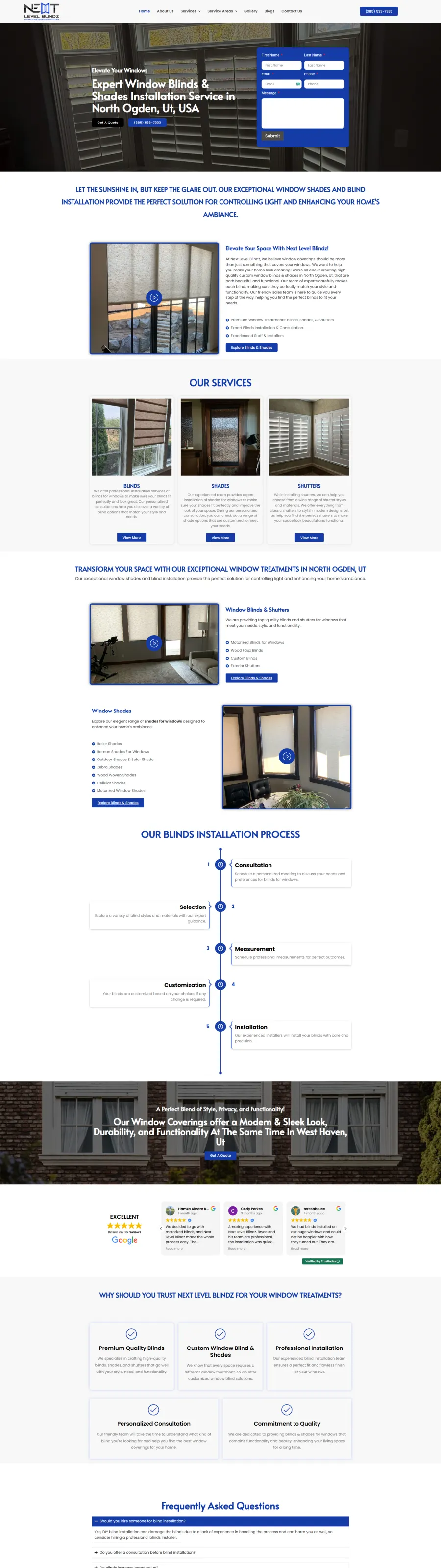 Next Level Blindz website