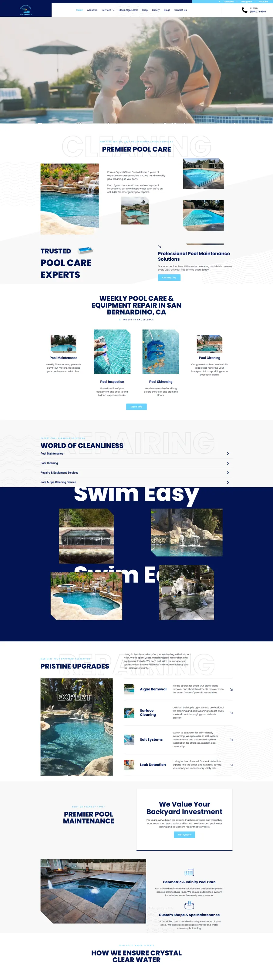 Paule's Crystal Clean Pools website