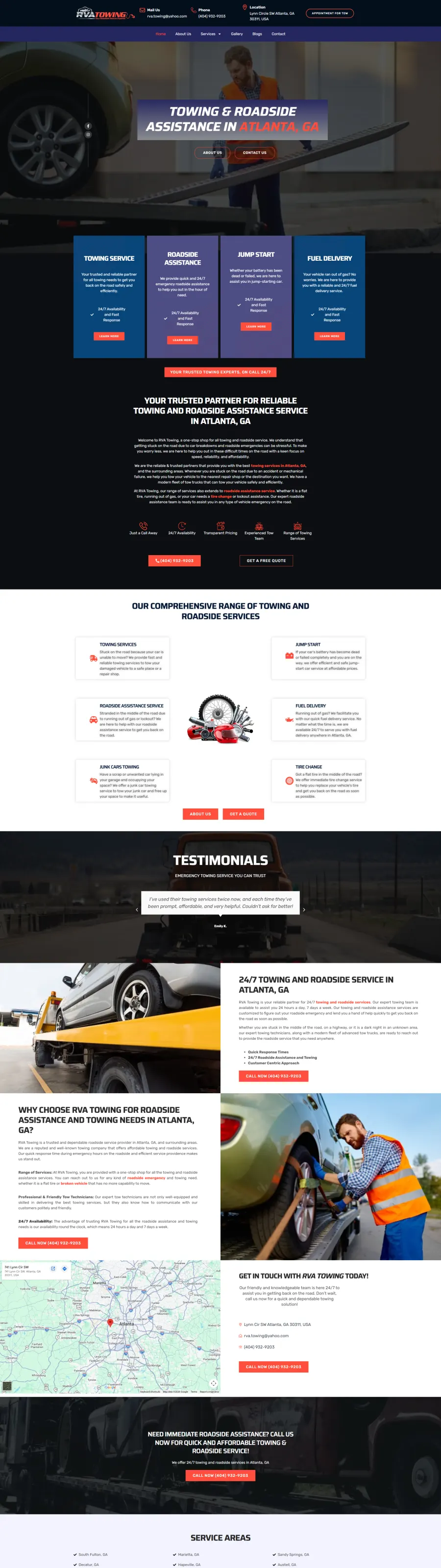 RVA Towing website